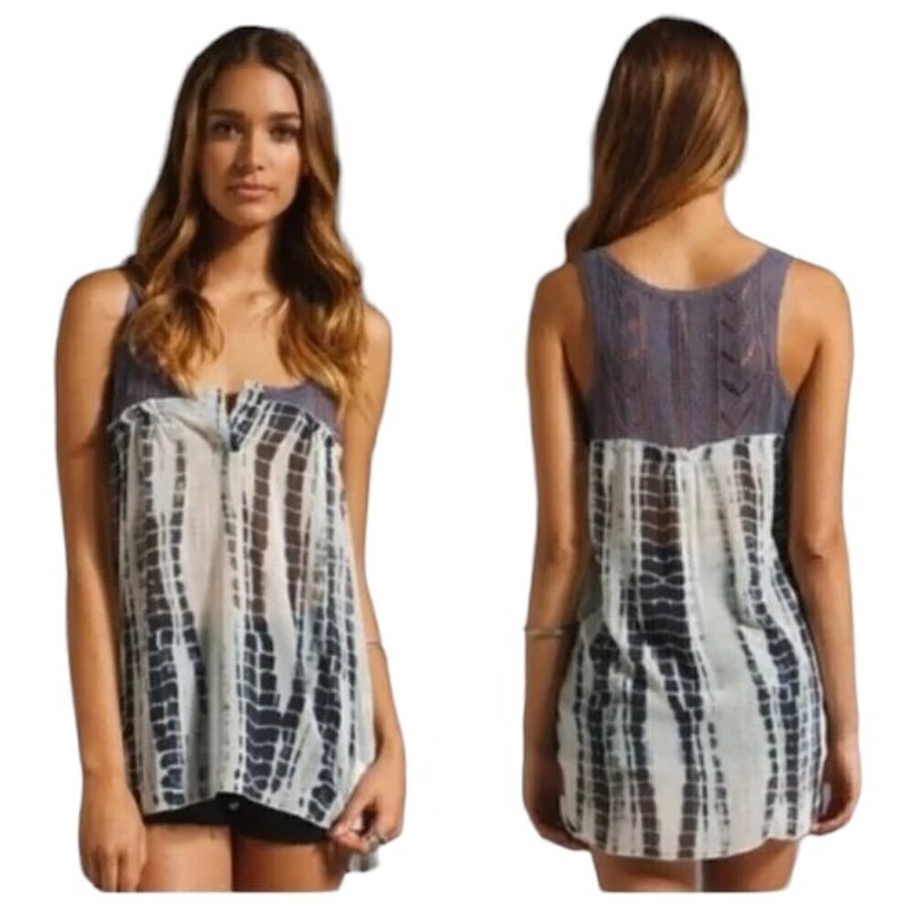 FREE PEOPLE Tie Dye Crochet Susquehanna Tank Top - Size Small
